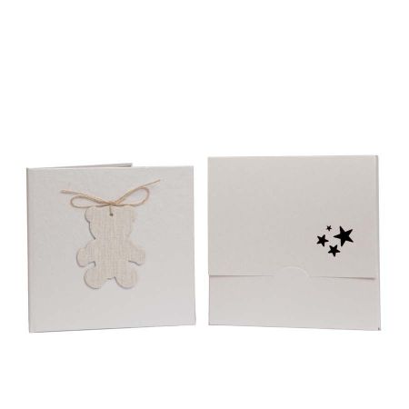 Diptico Bautizo Osito LIno Beige